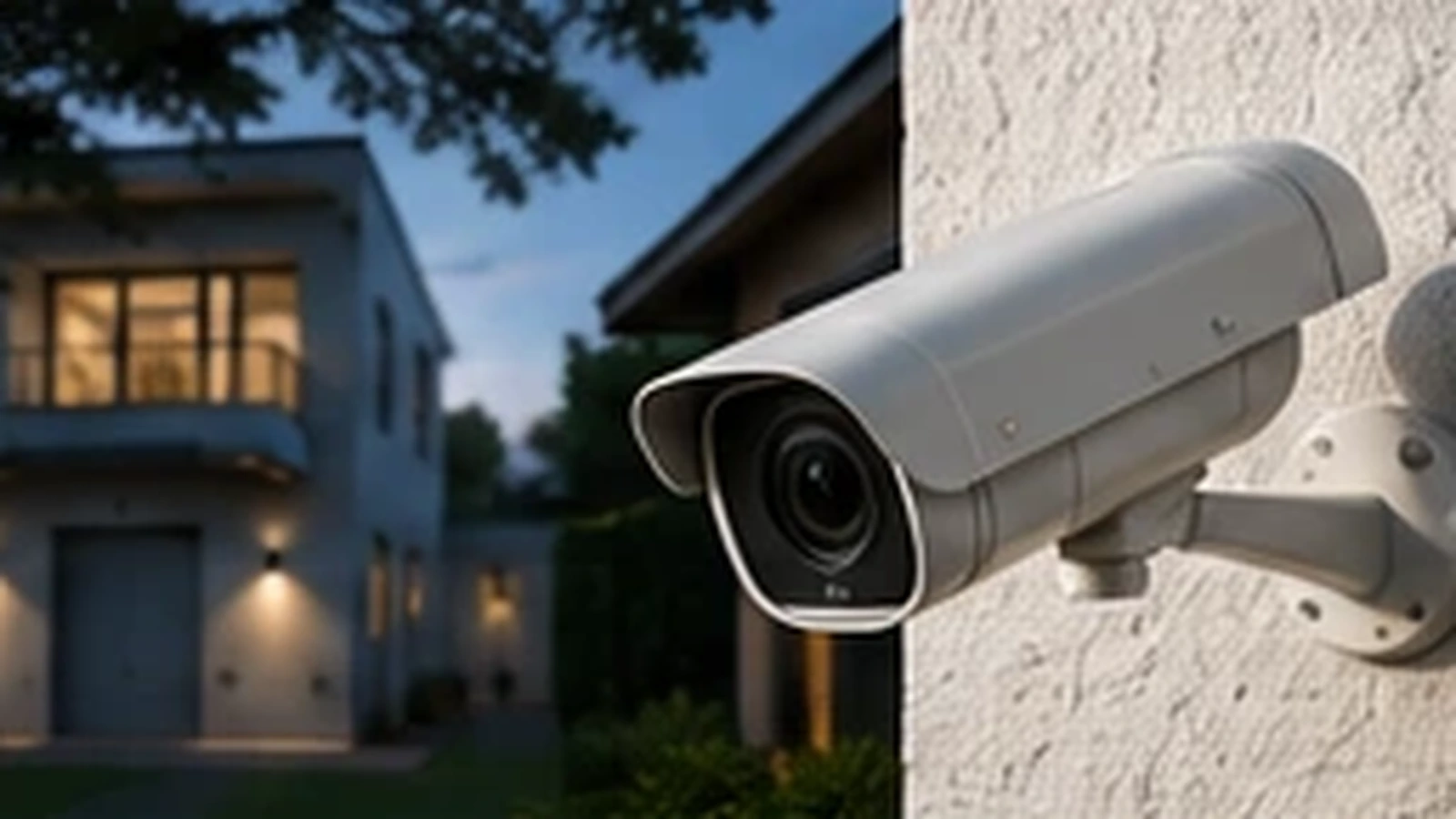 Videosorveglianza esterna integrata in una casa moderna