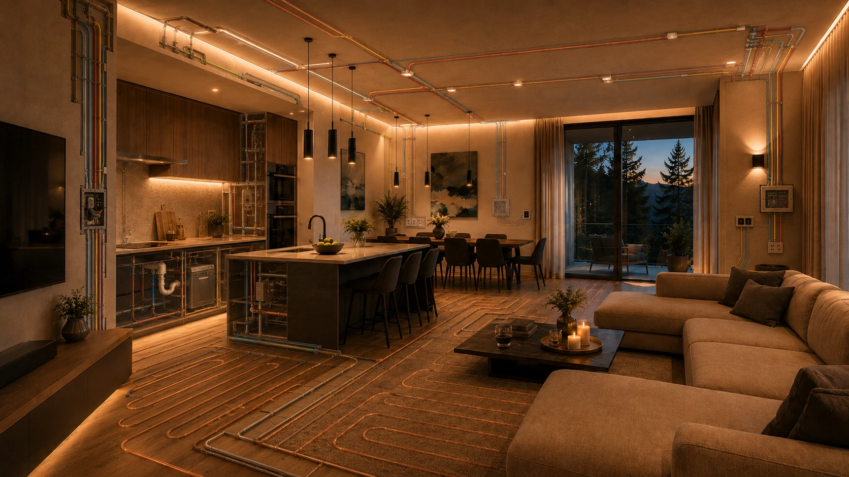 Living con integrazione tecnica degli impianti