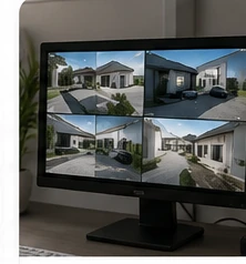 Telecamera di videosorveglianza installata in modo discreto su una facciata residenziale
